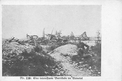 Postcard an interesting barricade in the Aisnetal field post 1916