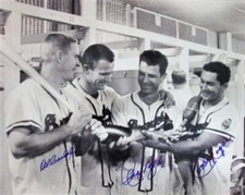 ANDY PAFKO, DEL CRANDALL & JOHNNY LOGAN Multi Signed 16X20 Photo AUTO