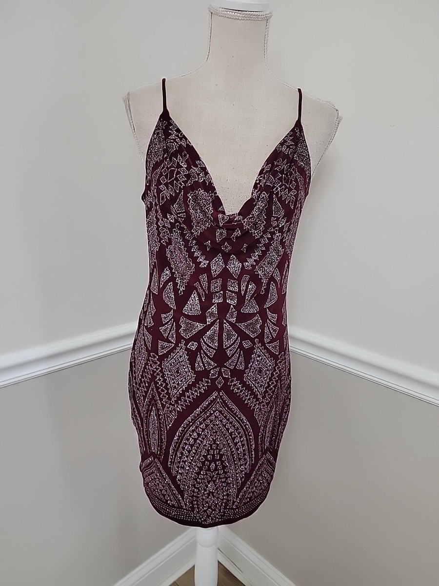 Vintage y2k Cowlneck BodyCon Glitter Dress Size L | eBay