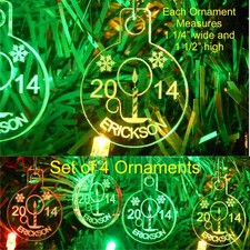 Candle Christmas Ornaments Name/Yr Mini Miniature Personalized Acrylic Set 4