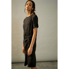 NWT Anthropologie Stateside Vivienne Linen Midi Dress In Black