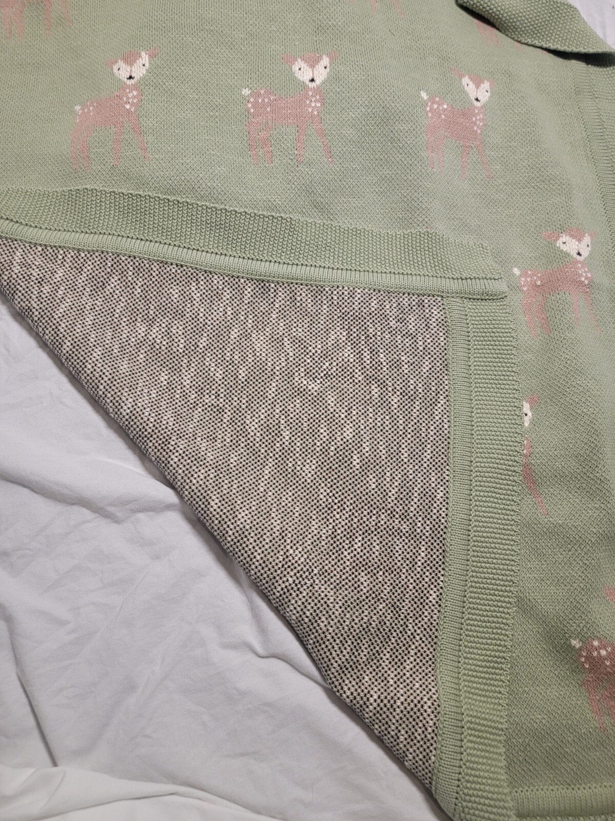 Creative CoOp Cotton Knit Baby Blanket W / Deer Green 32 x40 DA9878 eBay