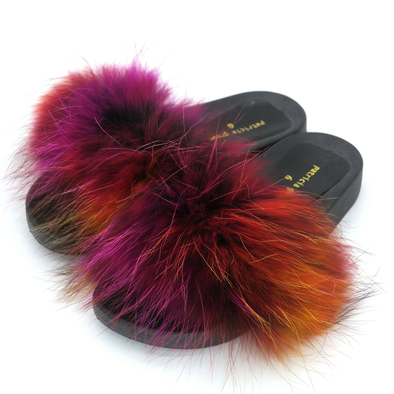 patricia green fox fur slides