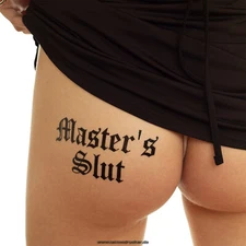 10 x Master's Slut Tattoo - Black Lettering - Fetish Temporary Tattoo (10)