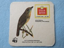 Cerveza Posavasos: Stella Artois ~ Zorzal Nightengale Ave ; Mundo Fondo Panda
