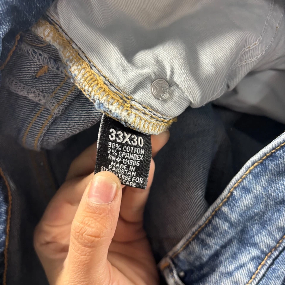 Pantalones de mezclilla Regal Exchange para hombre 33x30 azul lavado claro algodón elástico calce ajustado Foto 4 de 4