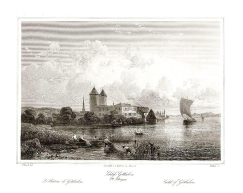 Incisione antica e originale Ulrich Huber 1856 Gottlieben  Svizzera - Foto 1 di 1