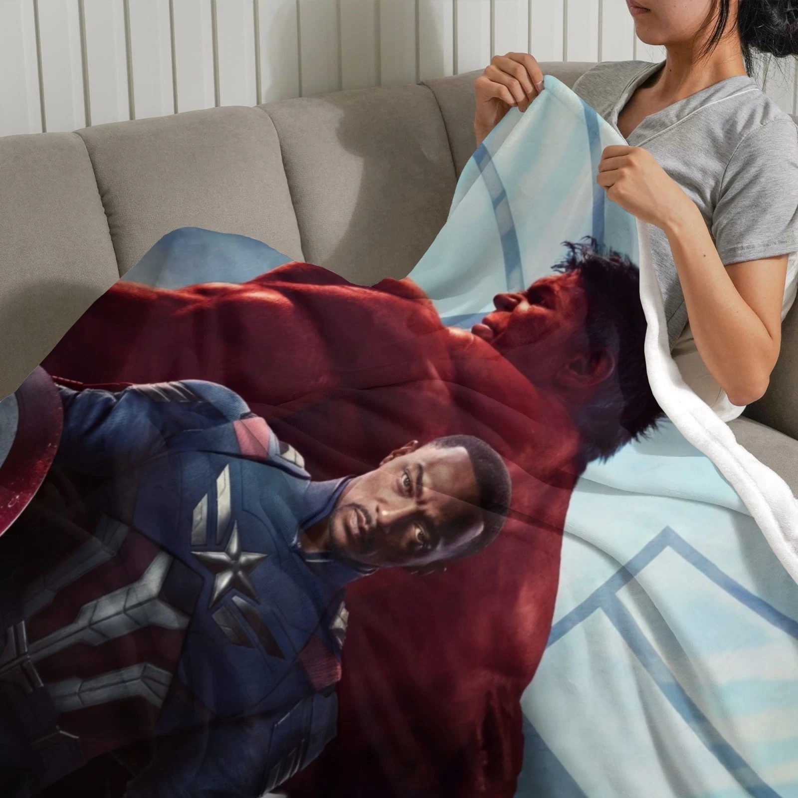Captain America Fleece Blanket for Kids Bed Sofa Couch Throw