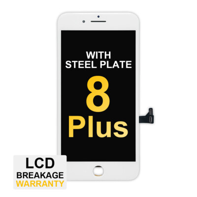 Premium LCD Screen with Steel Plate for iPhone 8 Plus - White with Tool Kit