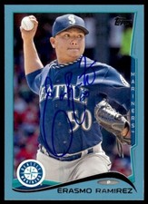 2014 Topps Blue Baseball Erasmo Ramirez Seattle Mariners #128 Signed