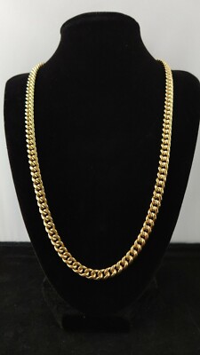 10k Real Gold Miami Cuban Link Chain Necklace 6.7mm 22 Inches Real 10K Yellow