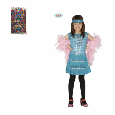Guirca Costume Vestito da Charleston Azzurro Carnevale Bambina