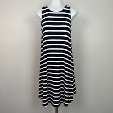Old Navy Swing Dress XS Black White Striped Sleeveless Stretch Casual Women's