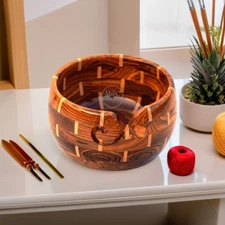 Yarn Bowl-Rosewood and Beech Wood Mix Design Yarn Bowl  Knitting and Crocheting