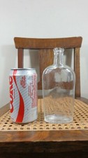 CRUDE CLEAR ANTIQUE EARLY BLOWN SIDE HIP FLASK CLEAR COLOR WHITTLED LOOK 2 GLASS