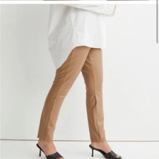 NWT H M Faux Leather Legging Dark Beige Size 8