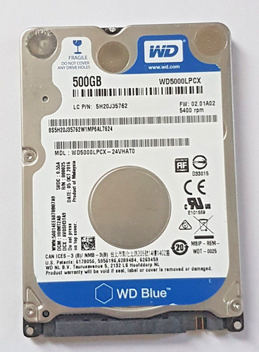 500 GB SATA-III Western Digital WD5000LPCX-24VHAT0 5400rpm 16MB 2.5" Festplatte