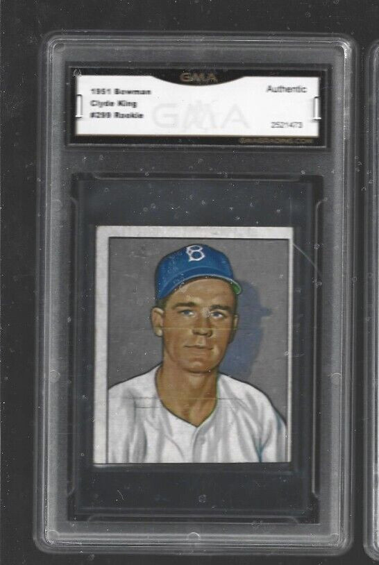 1951 Bowman #299 Clyde King Rookie GMA Grade authentic
