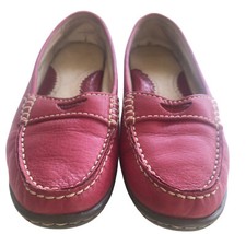 Land's End Women's Size 6M pretty Pink Leather. Casual Penny Loafers EUC