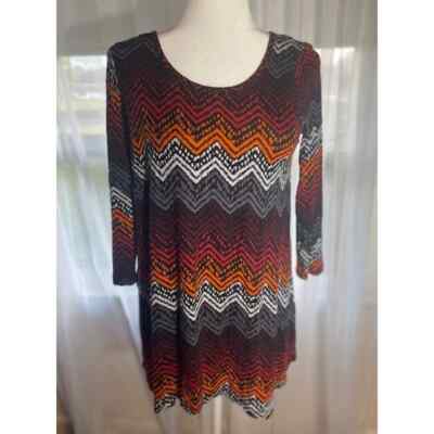 Cupio Size Small Women's Blouse Crew Neck w/ 3/4 Sleeves Multicolor