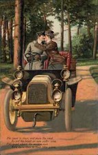 PFB Couple Kissing in Classic Car Chauffeur Driver c1910 Vintage Postcard