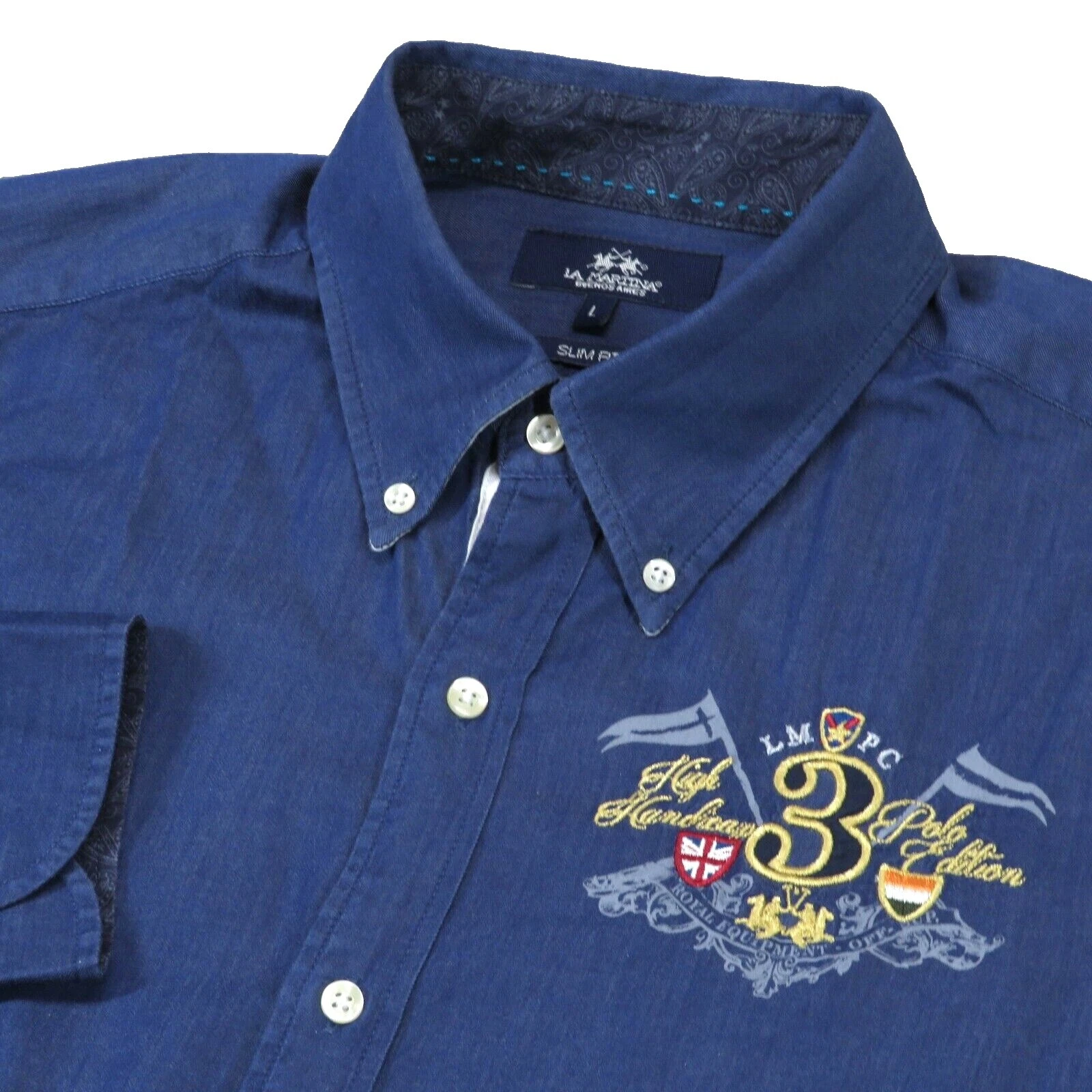 LA MARTINA Short Sleeve Slim Casual Button-Down Shirts for Men