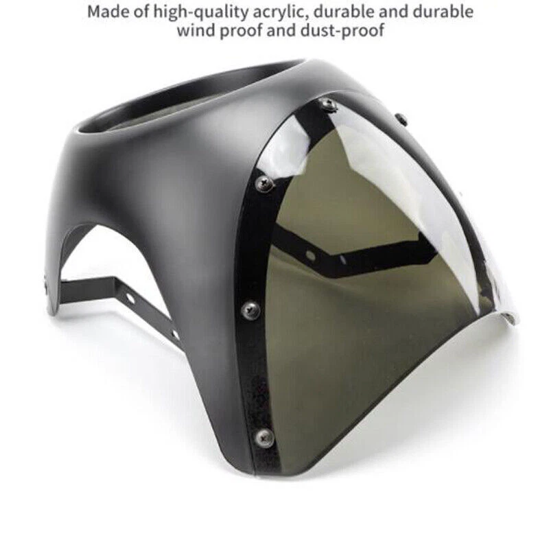 Универсальная крышка на лобовое стекло обтекателя фары 7 дюймов для мотоцикла кафе гонщика - Изображение 3 из 4
