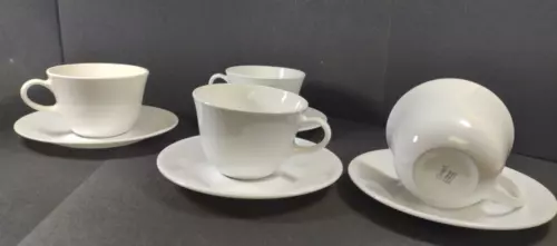 Corelle Livingware White Handle Cups & Saucers Coffee Tea Saucer Set of 4 VTG80s