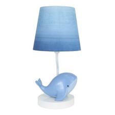 Lambs  Ivy Bubbles  Squirt Hand Painted Whale Lamp with Blue Shade and Bulb