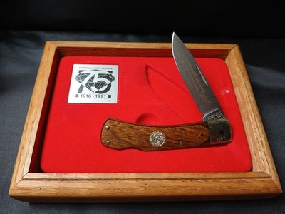 Schrade Wooden Buffalo Box 75th Anniversary National Park Service Knife 1991