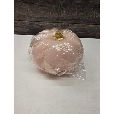 Pink Glitter Pumpkin Decorative Accent with Gold Stem Halloween Fall Decor