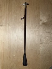 Vintage Metal Owls Knob Flex Spring, Wrapped with Leather Shoehorn 23" Long