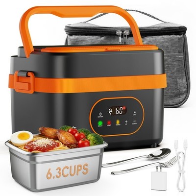 Cordless Electric Lunch Box for Adults, 6.3-Cup Rechargeable Self Heating Lun...
