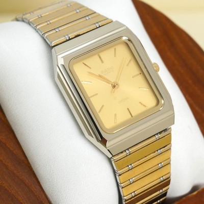 RADO DIASTAR Wristwatch Gold Dial Ultra Slim Case Mens Authentic Timepiece