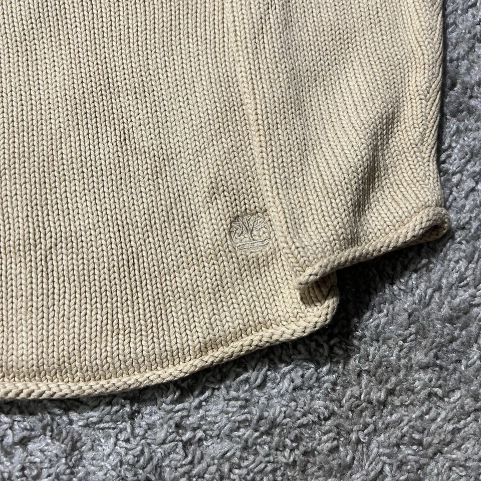 Suéter de algodão robusto vintage anos 90 J gola redonda XL aveia pescador simulado - Imagem 2 de 4