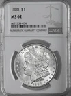 1888-P  $1  MORGAN SILVER DOLLAR  "PHILADELPHIA MINT"  NGC MS62 #8672754-034