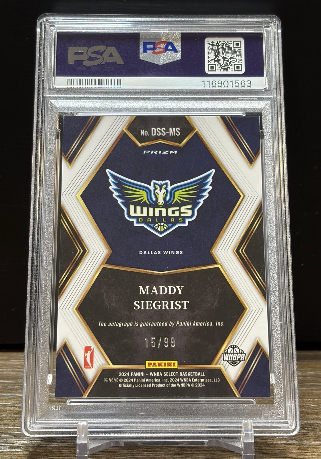 2024 Select WNBA Maddy Siegrist Draft Selections Auto Red Prizm PSA 10 Gem Pop 1 view 2