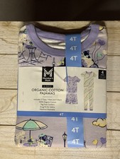 Member's Mark Pajama Set 4 Pc Pants Shorts Girls Sz 4T Purple Organic Cotton NWT