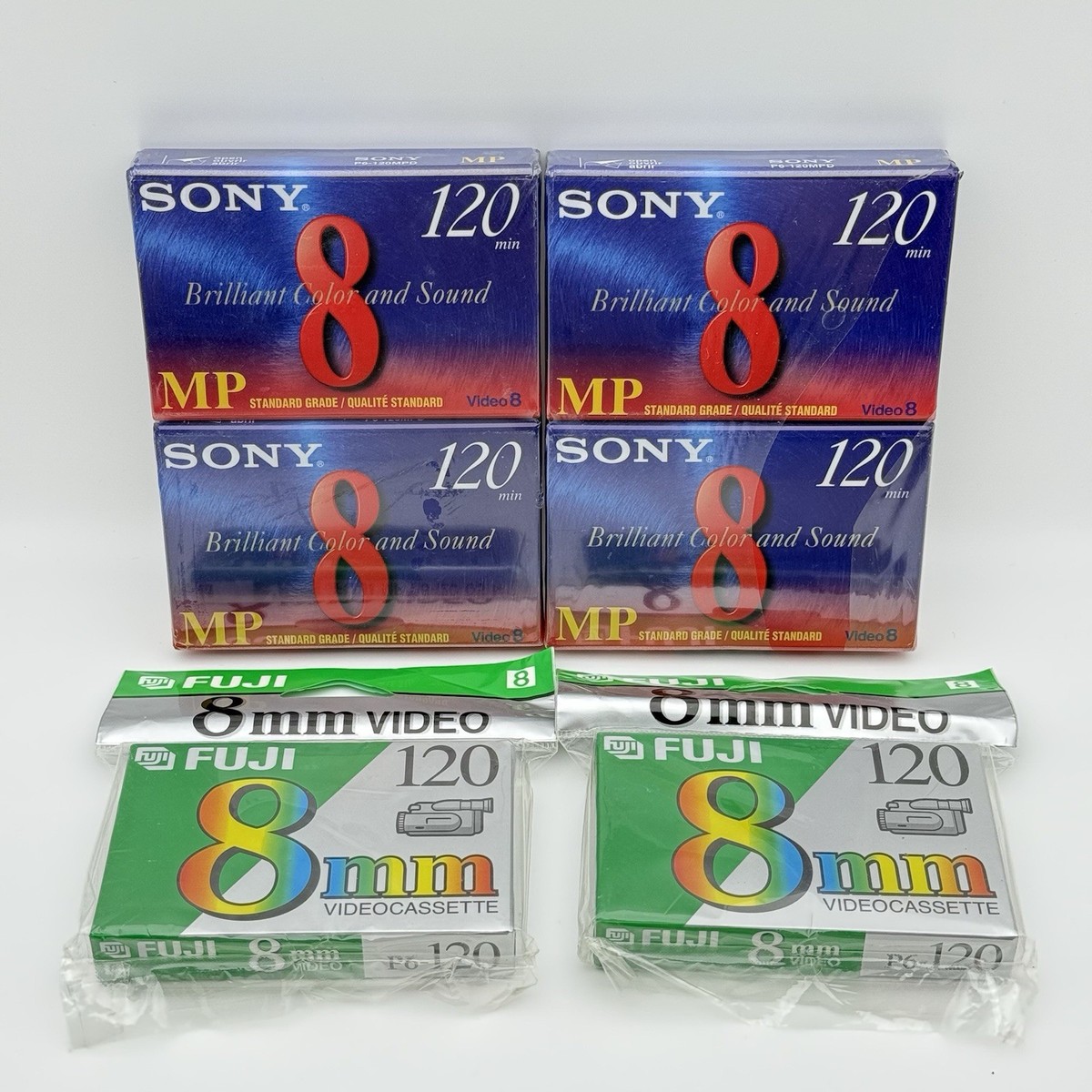 4 Sony Video 8 MP 120 Min 8mm P6-120MPD + 2 FUJI MP 120 TAPES