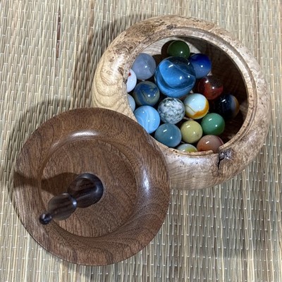 Turned Burl Wood With MARBLES Hollow Form Vessel 20pc SEE PICTURES 