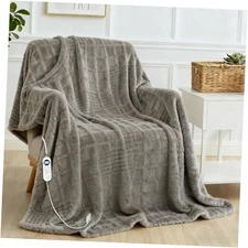 Heated Blanket Electric Throw, 50"X60" Heating Blanket Waffle with 12 Heat 