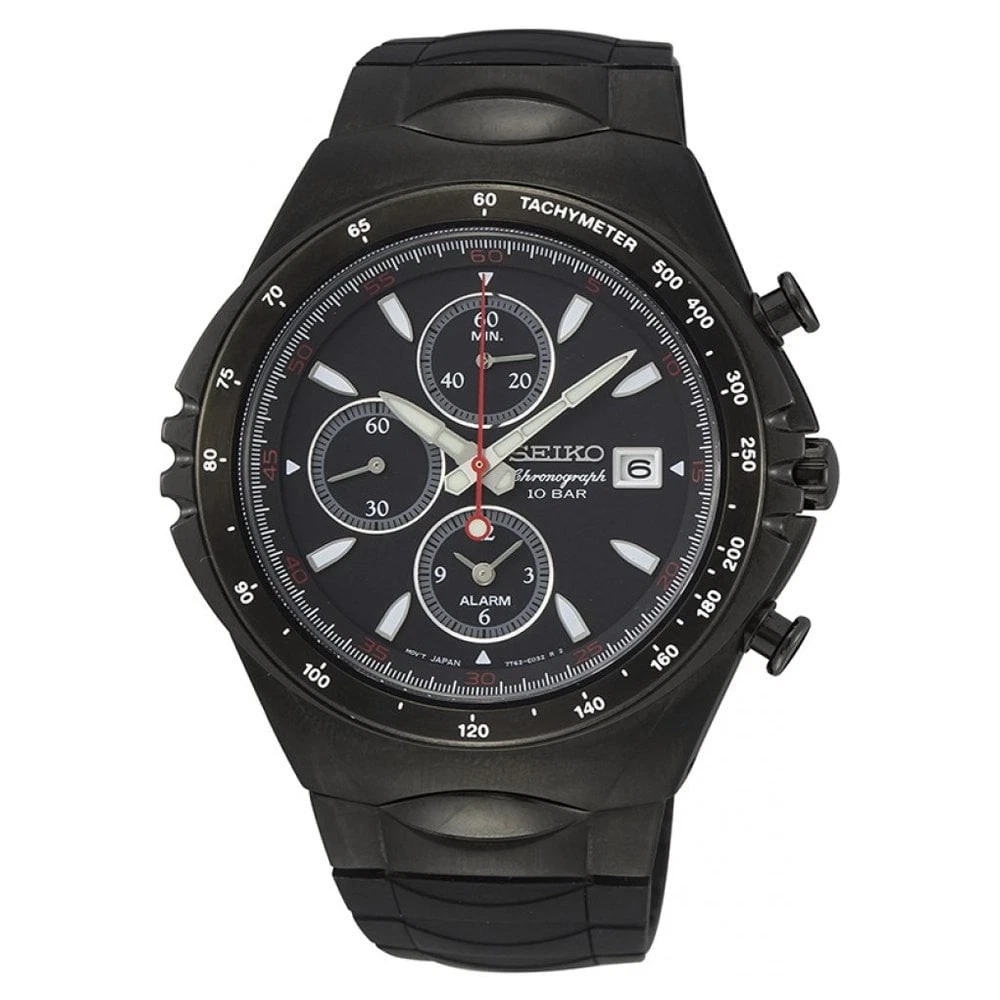 Seiko Macchina Sportiva Schwarz Herren Armbanduhr SNAF87P1