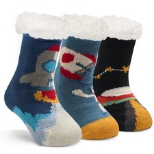3 PCS Boys Fuzzy Socks Winter Warm Kids Girls Fluffy Floor Grips Home