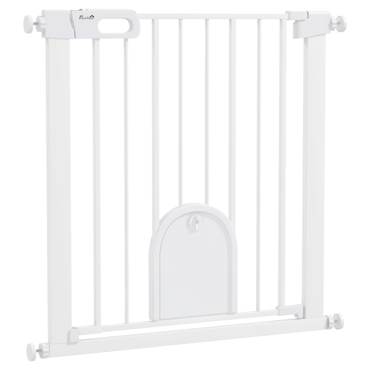PawHut Pet Safety Gate Pressure Fit Stair 75-103 cm White Steel Double-Locking Automatic Close - Image 3