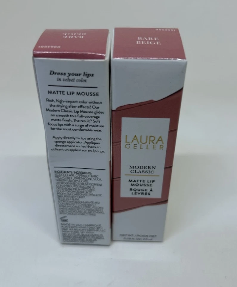 LOT OF 2 LAURA GELLER Modern Classic Matte Lip Mousse Velvet BARE BEIGE 0.08 NWB - Image 4 of 4