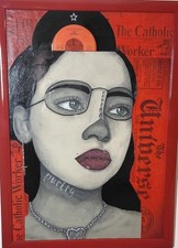 Quadro ragazza molto particolare . Serie I Vinili . Pezzo Unico