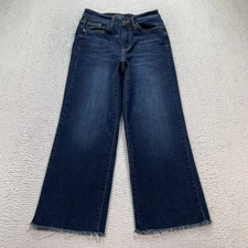 Judy Blue Cropped Wide Leg Denim Jeans Size 1/25 (Fits 26X24) Raw Hem JB82517DK