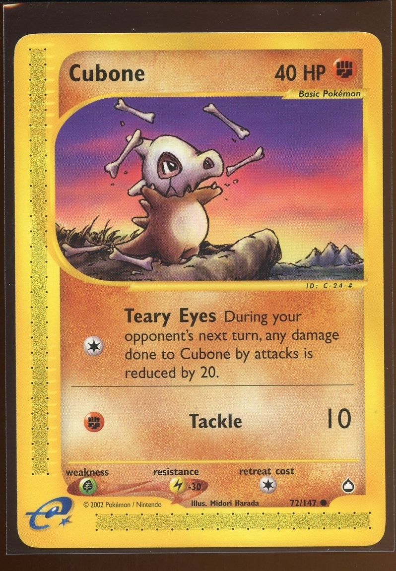 Cubone Common 72/147 Ex/NM E Series Aquapolis Pokemon