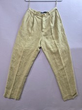 Vintage Polo Ralph Lauren Pants Womens 10 Beige Everyday Wear Pleated Cuffed Hem