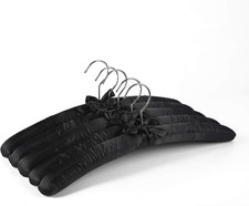 17 Inch Large Black Satin Padded Hangers for Women Clothing 5 Pack Anti Slip ...